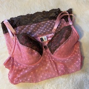 ADORABLE brown & pink lingerie shirt